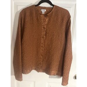 Vintage Y2K Rafael Copper Crinkle Lightweight Cardigan Jacket Women's Size M 775